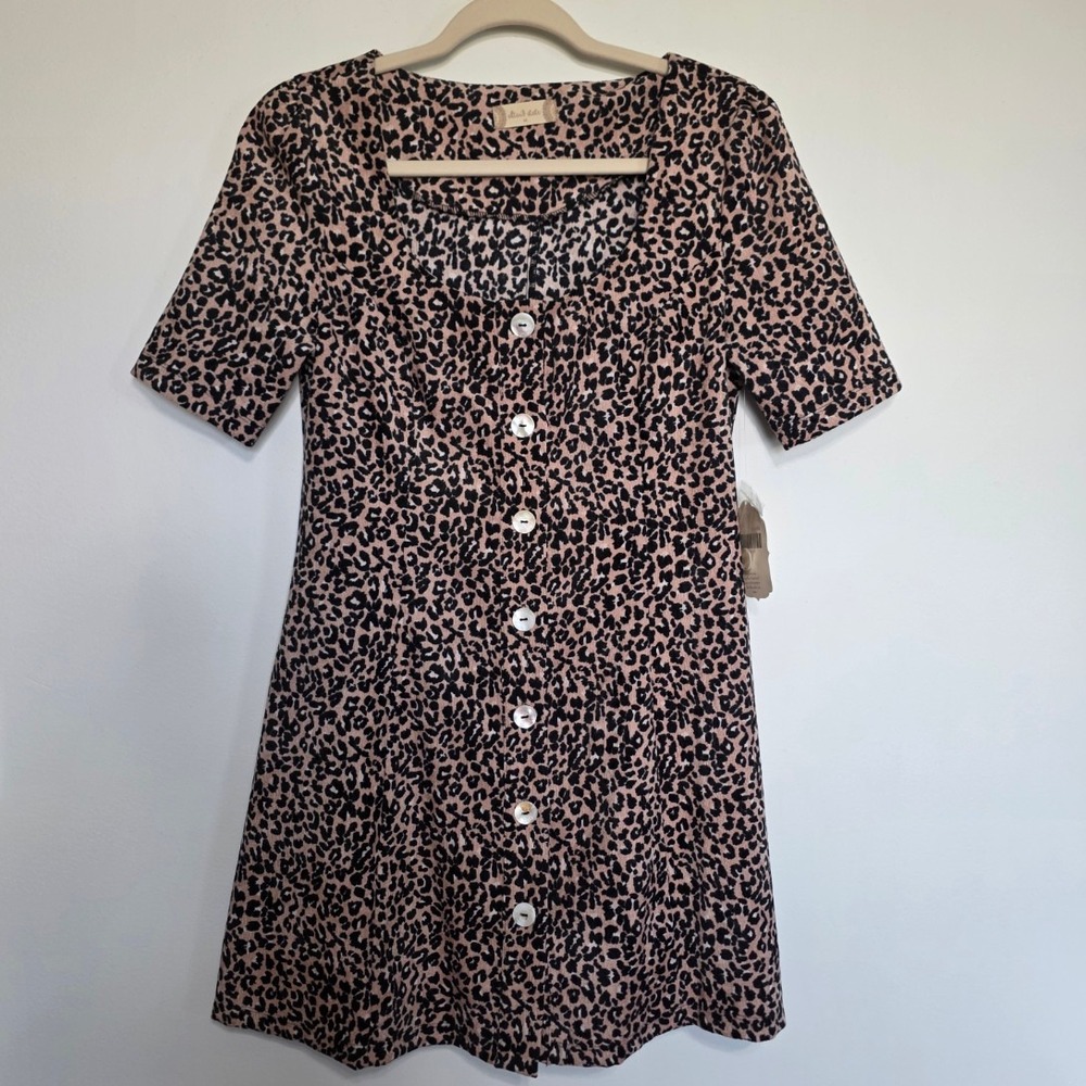 NWT Altar'd State Size M Leopard Print Button Mini Dress Cottagecore Festival